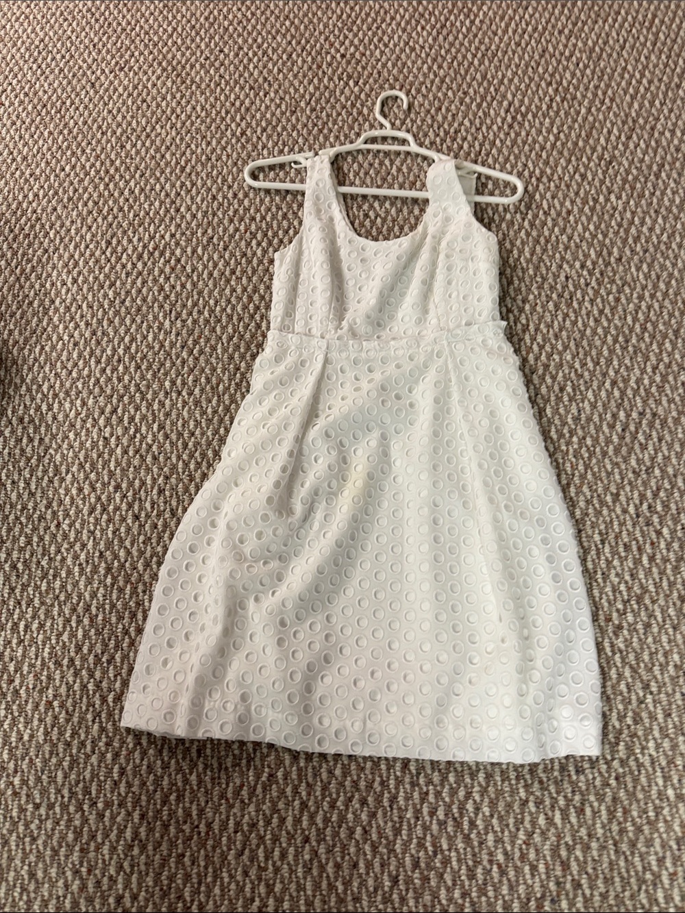 Ann Taylor White Eyelet Sleeveless Fit-and-Flare Dress